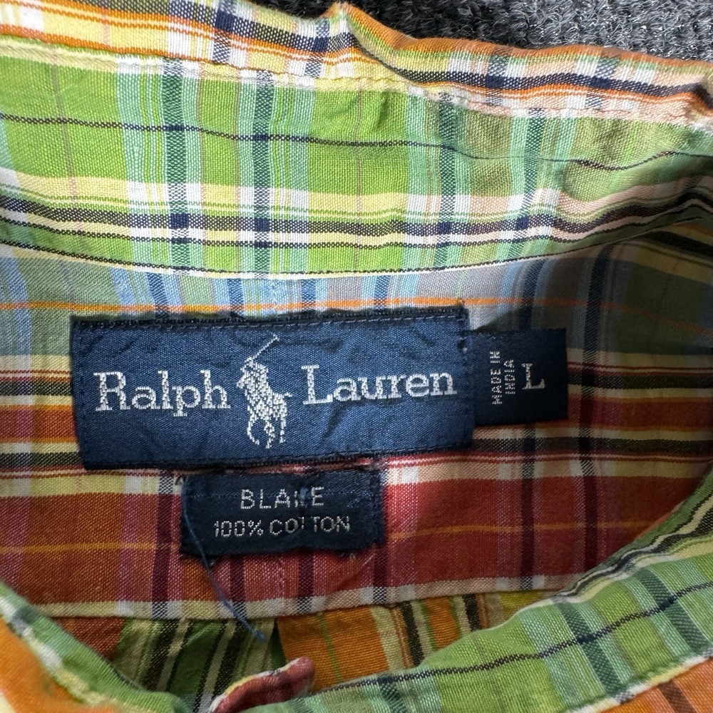 Polo Ralph Lauren Shirt Men's Large Blake Cotton Button‎ Down Plaid Short Sleeve - Picture 3 of 7